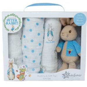 Peter Rabbit Soft Toy & Muslin Gift Set