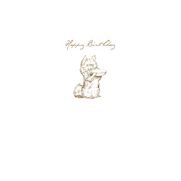 Dog holding Pie Sketch 'Happy Birthday' Card