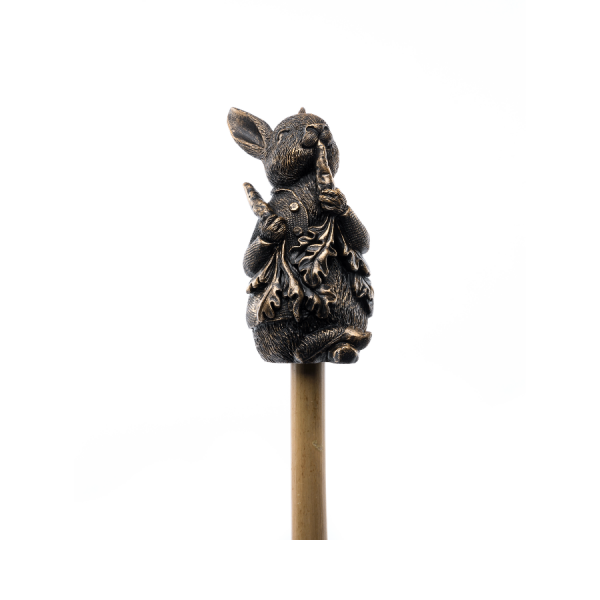 Peter Rabbit Eating Radishes Bronze Cane Companion