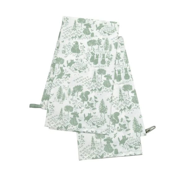 Peter Rabbit Classic Green Pattern Cotton Tea Towel Set