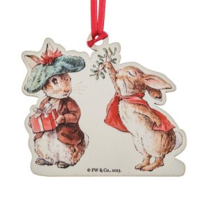 Benjamin Bunny and Flopsy Christmas Wooden Hanging Ornament