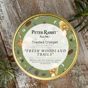 Squirrel Nutkin “Fresh Woodland Trails” Candle in a Matt Gold Tin