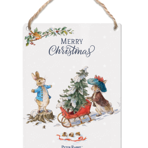 The Original Metal Sign Co – Peter Rabbit & Sledge Christmas Dangler