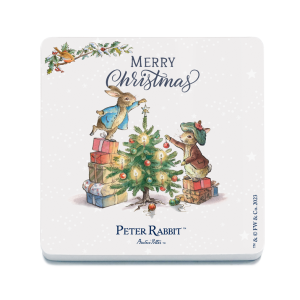 The Original Metal Sign Co – Peter Rabbit & Benjamin Bunny Christmas Coaster