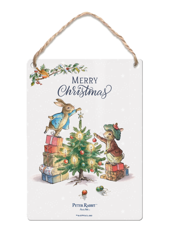 The Original Metal Sign Co – Peter Rabbit & Christmas Tree Dangler