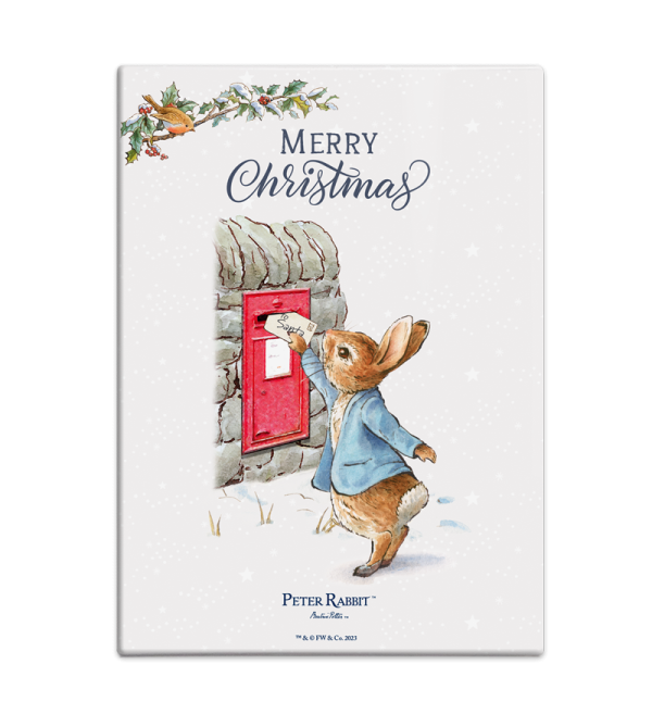 The Original Metal Sign Co – Peter Rabbit Posting a Letter Christmas Fridge Magnet