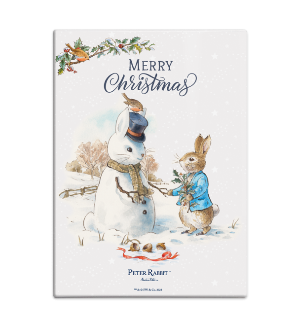 The Original Metal Sign Co – Peter Rabbit & Snow Rabbit Christmas Fridge Magnet