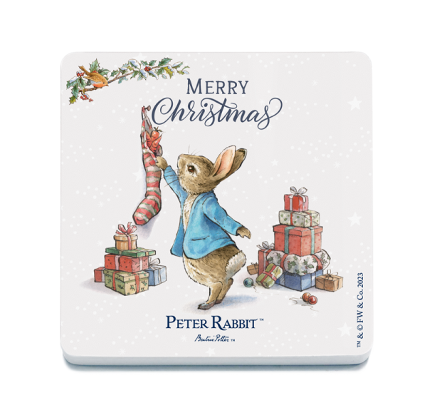 The Original Metal Sign Co – Peter Rabbit Christmas Stocking Coaster