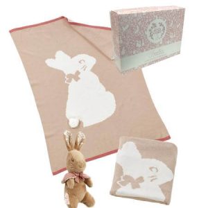 Flopsy Bunny Signature Knitted Blanket with soft toy